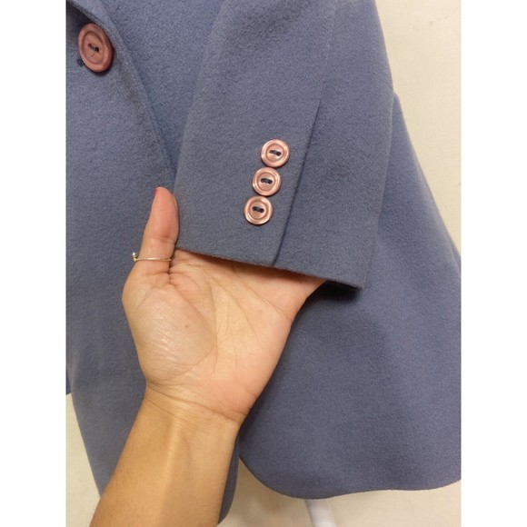 HENRI BENDEL NY Long Blazer Jacket Coat Cashmere Wool Italy Blue/Grey Sz 2 Small - Picture 3 of 6